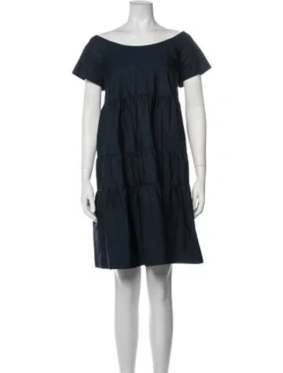 Pre-owned Aspesi Off-the-shoulder Mini Dress In Blue