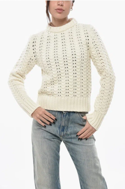 Aspesi Openwork Wool Crew Neck Sweater In Multi