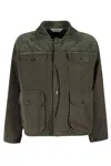 Aspesi Overfit Cotton Jacket With Pointed Corduroy Collar In Green