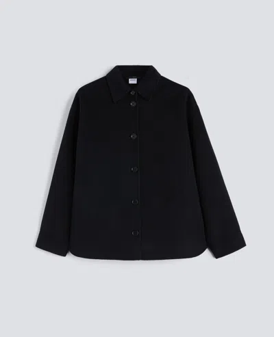 Aspesi Overshirt In Double Di Lana - Navy In Black