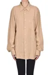 Aspesi Oversized Linen Shirt In Beige