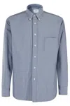 Aspesi Padded Cotton Shirt Jacket With Button-down Collar In Blue