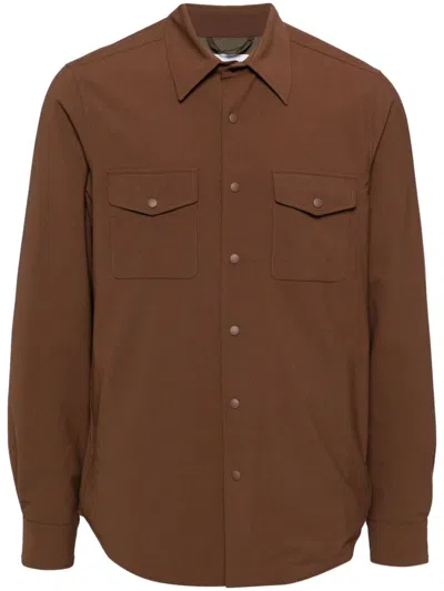 Aspesi Padded Flannel Shirt In Brown