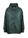 Aspesi Padded Green Down Jacket With Snap Closure And Functional Pockets In Grey