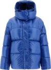 Aspesi Hooded Quilted Jacket Elasticated Cuffs In Blue