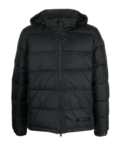 Aspesi Padded Zip-up Jacket In Black