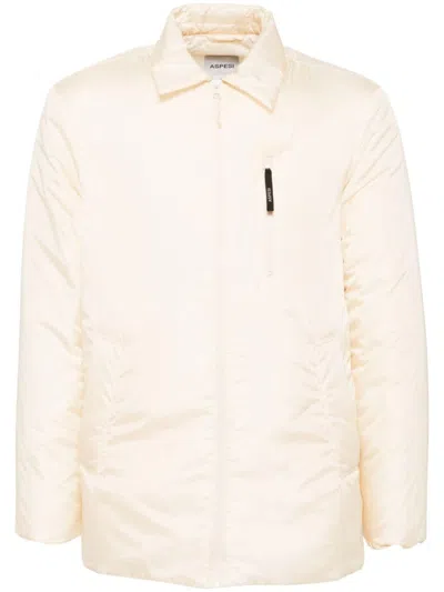 Aspesi Padded Zip-up Jacket In Neutrals