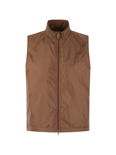 Aspesi Vernes Quilted Gilet In Brown