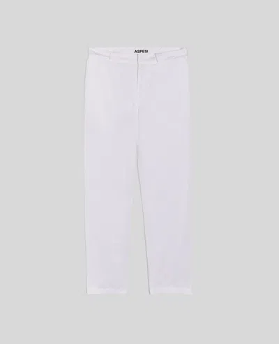 Aspesi Pantalone Adrien In Misto Lino Fiammato - Bianco