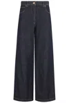 Aspesi Wide-leg Denim Pants With Contrast Stitching In Blue