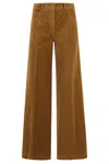 Aspesi High-waisted Wide-leg Pants In Soft Velvet In Brown