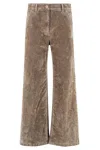 Aspesi Worn-out Plush-denim Pants In Brown