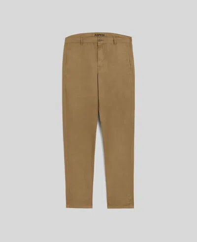 Aspesi Pantalone Chino In Popeline Di Cotone - Terra