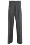 Aspesi Checked Trousers In Gray