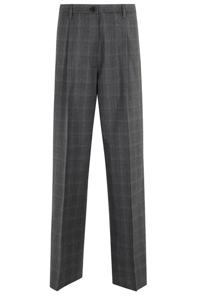 Aspesi Checked Trousers In Gray