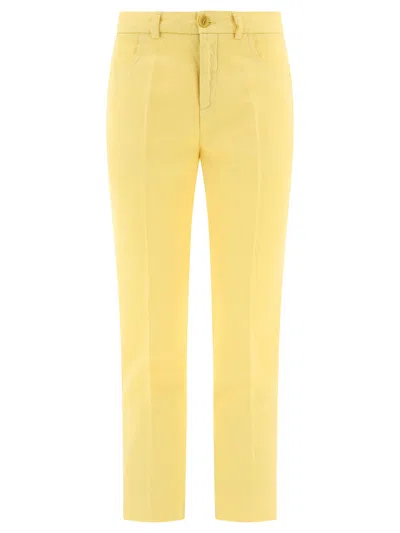 Aspesi Mid-waist Nine-cent Casual Pants In Yellow