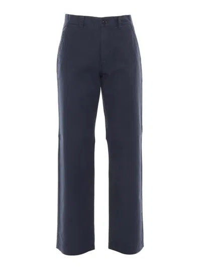 Aspesi Straight-leg Cotton Blend Trousers With Classic Design In Blue