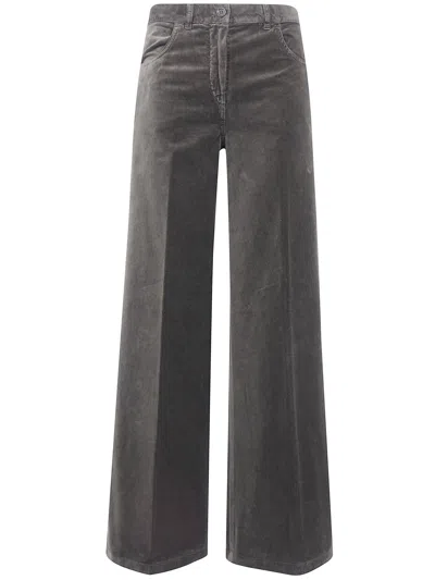 Aspesi Velvet Wide Leg Trousers In White