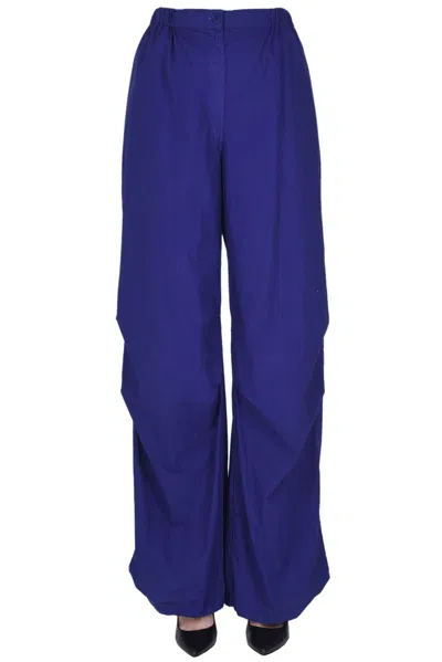 Aspesi Parachute Cotton Trousers In Indigo Blue