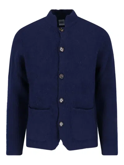 Aspesi Patch-pocket Cardigan In Blue
