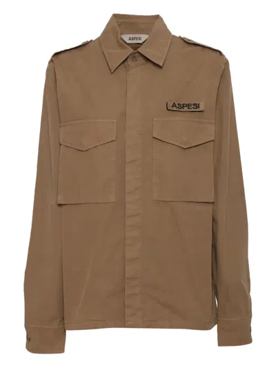 Aspesi Brown Field Shirt With Button-down Front