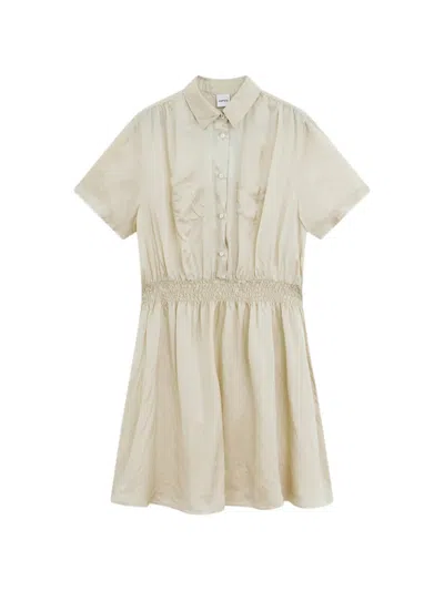 Aspesi Patch-pocket Shirred Mini Dress In Neutral