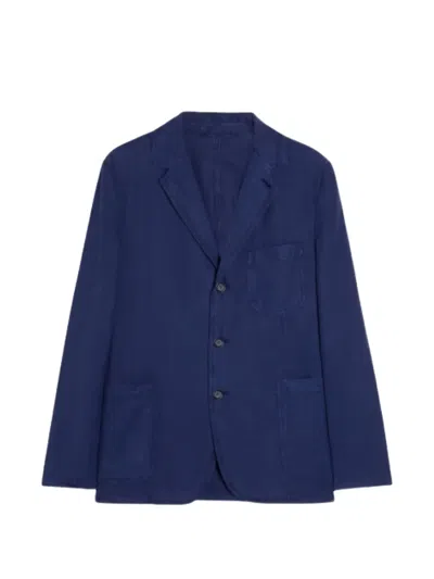 Aspesi Patch-pocket Single-breasted Jacket In Blue