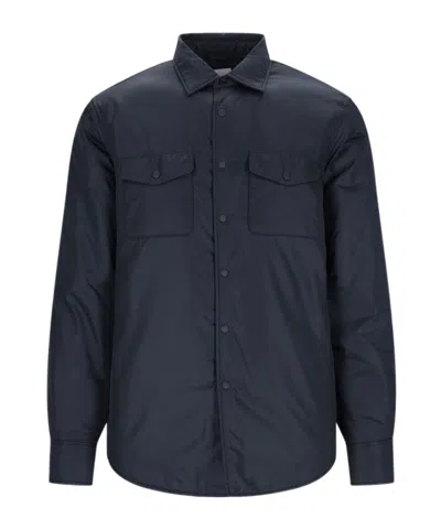 Aspesi Peak Collar Long Sleeve Shirt In Blue