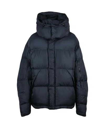 Aspesi Penguin Puffer Down Jacket With High Collar And Zippered Pockets In Blue