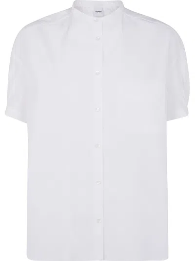 Aspesi Short Sleeve Shirt Chest Pocket Silk Nylon In White