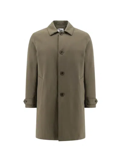 Aspesi Perfetto Button-fastening Long-sleeve Coat In Green