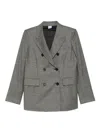 Aspesi Pied De Poule Double-breasted Blazer In Gray