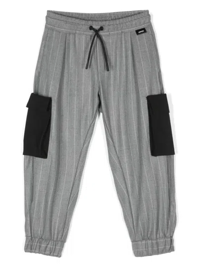 Aspesi Kids' Pinstriped Cargo Pants In Grey