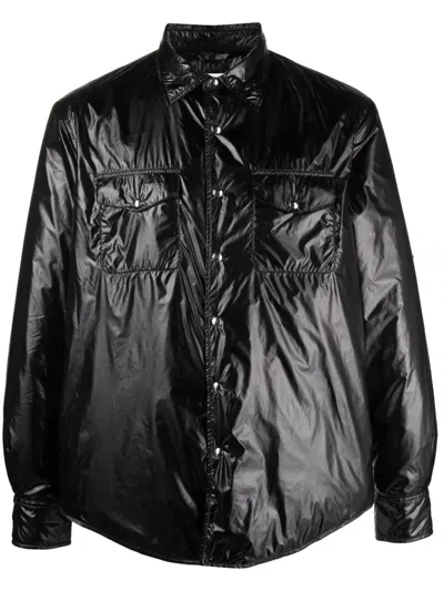 Aspesi Piu Insulated High-shine Shirt In Black
