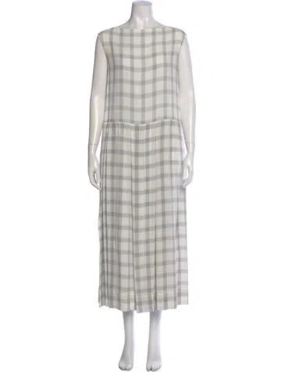 Pre-owned Aspesi Plaid Print Long Dress In Gray