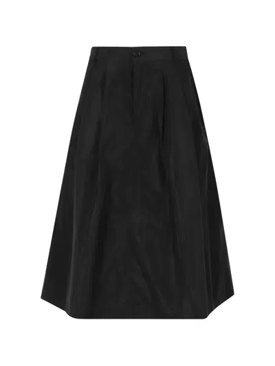 Aspesi Pleated A-line Midi Skirt In Black