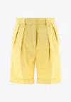 Aspesi Pleated Bermuda Shorts In Yellow
