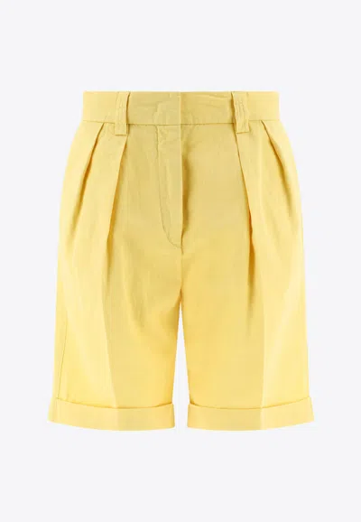 Aspesi Pleated Bermuda Shorts In Yellow