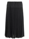 Aspesi Pleated Black Skirt With Adjustable Drawstring Waistband In Black