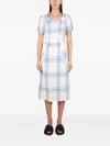 Aspesi Pleated Check Maxi Dress In White