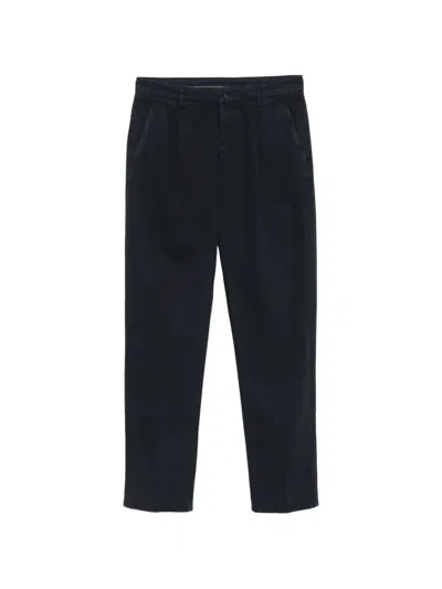 Aspesi Pleated Cotton Trousers In Blue