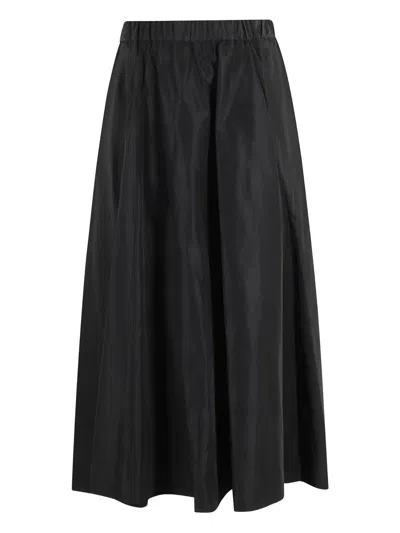 Aspesi Pleated Elasticated-waist Midi Skirt In Black