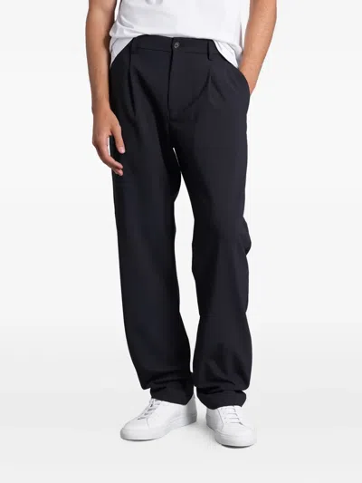 Aspesi Pleated-front Flannel Trousers In Blue