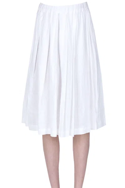 Aspesi Pleated Linen Skirt In White