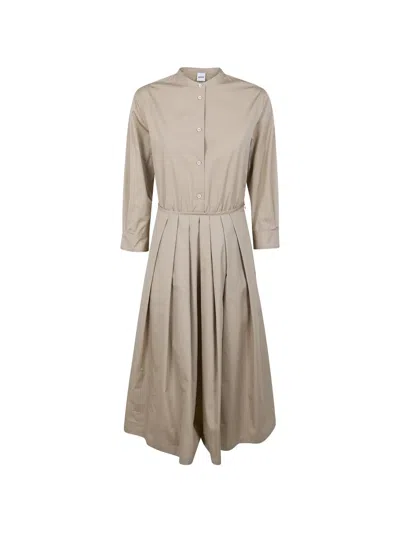 Aspesi Pleated Midi Dress In Brown