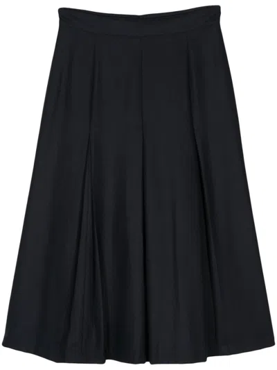 Aspesi Pleated Midi Skirt In Blue