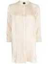 Aspesi Pleated-panel Three-quarter Sleeved Shirt In Neutrals