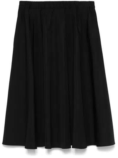 Aspesi Pleated Poplin Skirt In Black