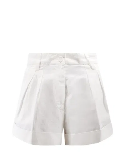 Aspesi Linen Cotton Shorts Pleats Welt Pockets In White