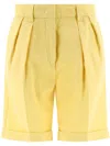 Aspesi Pleat Effect Plain Trouser Shorts In Yellow